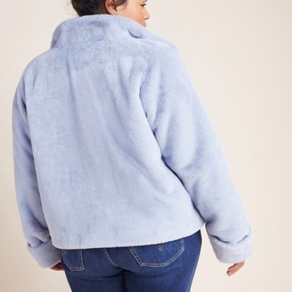 NWT Anthropologie A+ Moonlight Faux Fur Jacket in Sky Blue 2x Plus Size - Picture 6 of 9